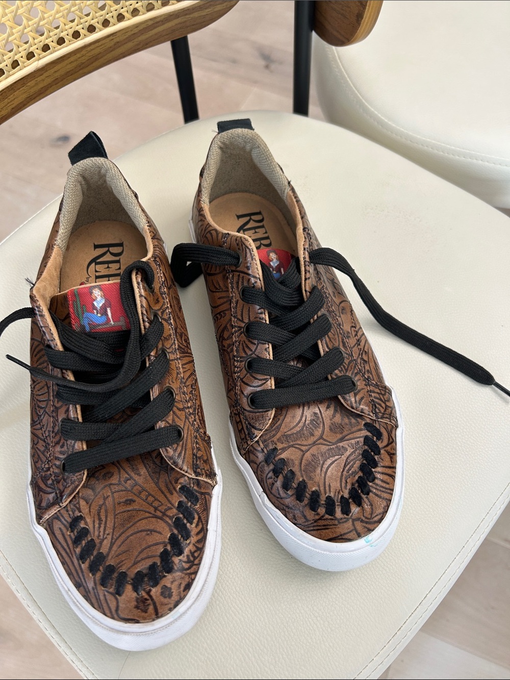 Reba By Justin Brown Patterned Sneakers with Black Laces
